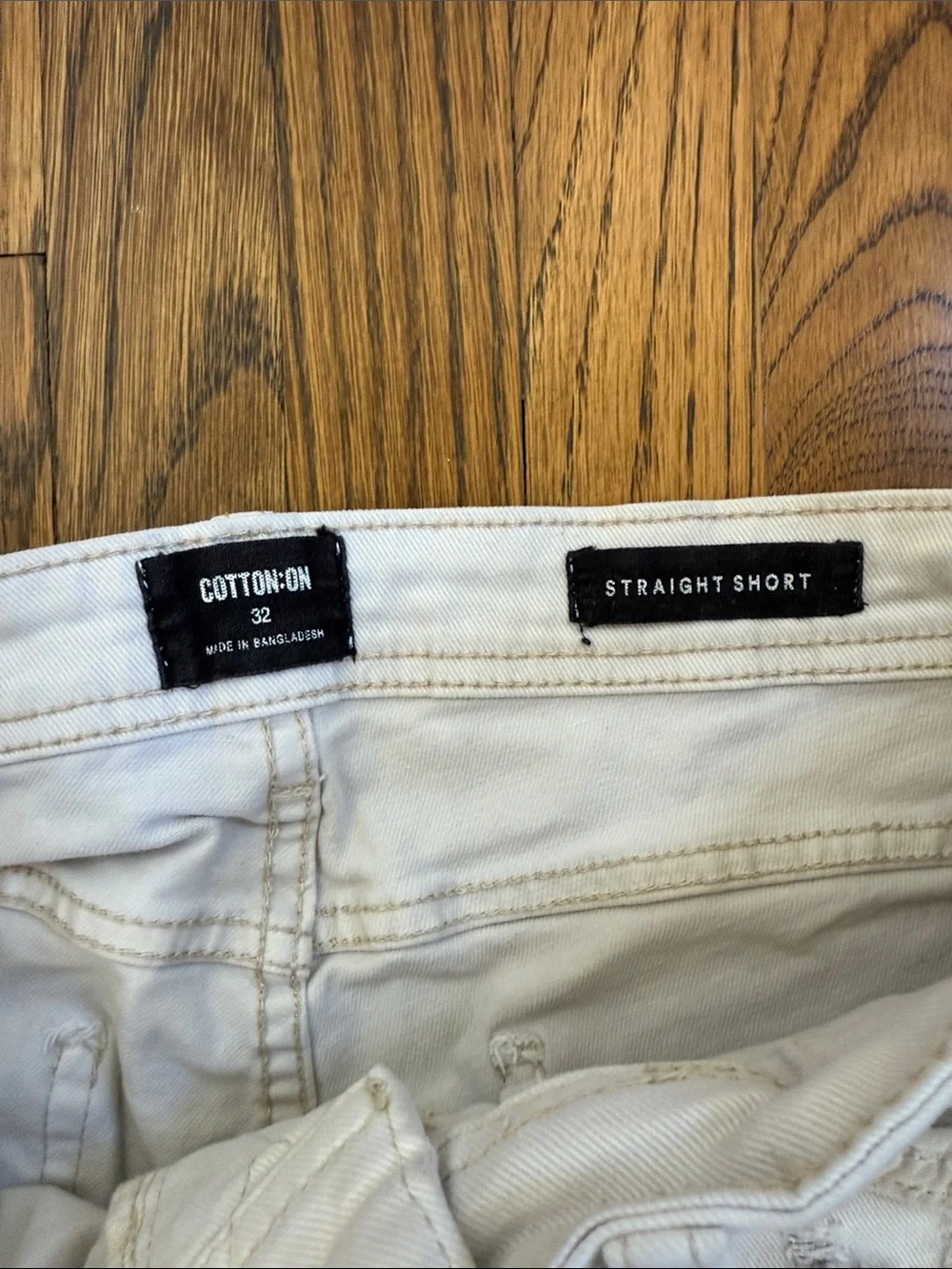 Cotton On Men's White Distressed Denim Jean Shorts
